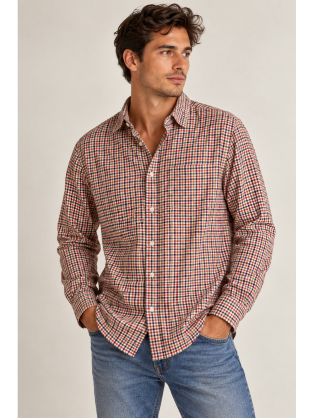 Massimo Dutti Finest Fabric Plaid Check Button Down Shirt Men’s Medium